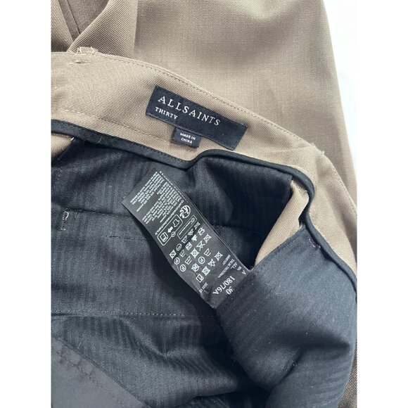 AllSaints Talia Wool Blend Trousers in Khaki Green - Picture 5 of 5